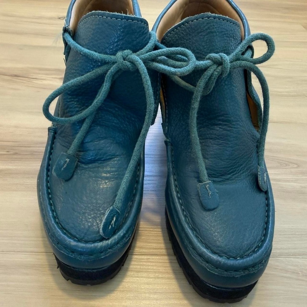 Ecote leather moccasin boots with ties Blue - 9